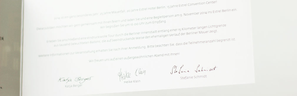 Agentur Hundertmark Berlin Agentur Fur Kommunikation Gmbh Kunden Estrel Hotel Betriebs Gmbh Einladung Kundenveranstaltung 25 Jahre Mauerfall